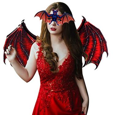 Imagem de KW-Joey Hallowe – Conjunto de asas de máscara de vampiro de carnaval para adultos e crianças, Adultos, vermelho, G
