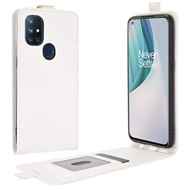 Imagem de YUNCHAO Caixa de telefone Para oneplus nord n10 5g r64 textura Única caixa de proteção vertical de couro vertical com slots de cartão e moldura de fotos capa para celular
