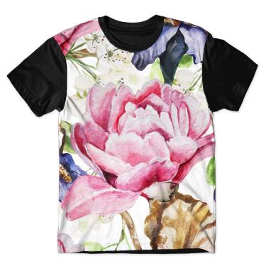 Imagem de Camiseta As Braba Masculina Flor Rosa Full Print