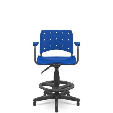 Imagem de Cadeira Caixa Ergoplax+ Com Braço Azul - Plaxmetal