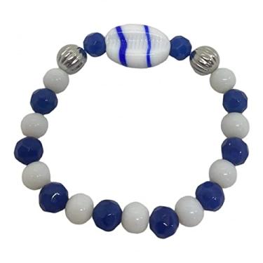 Imagem de Pulseira Oxaguiã Buzios Azul e Branco Cristal e Silicone