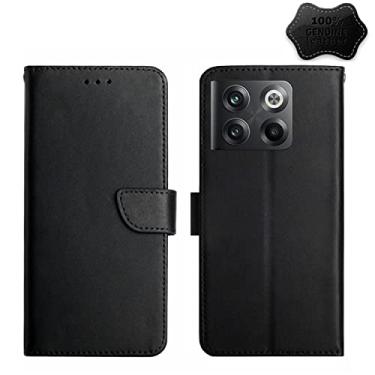 Imagem de For OnePlus 10T / Ace Pro HT02 Genuine Leather Fingerprint-proof Flip Phone Case