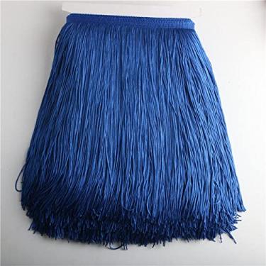 Imagem de 10 jardas/lote 30 cm de comprimento franja de renda guarnição de borla para diy vestido latino acessórios de roupas de palco fita de renda, azul royal, 5 jardas