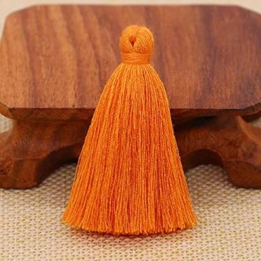 Imagem de 10 peças 5 cm poliéster algodão borla pingentes de franja artesanato DIY brincos jóias bolsa de vestuário têxteis para casa componentes de acabamento de franja, 04 laranja