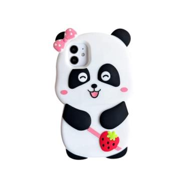 Imagem de Capa de morango de desenho animado 3d para iphone 13 pro max 12 11 xr xs se 2020 6 7 8 plus animais fofos capa de silicone macio, morango panda1, para iphone 8