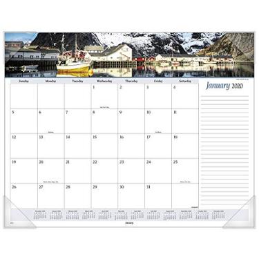 Imagem de Calendário de mesa AT-A-GLANCE 2020, bloco de mesa, 55 x 43 cm, padrão, panorâmico com vista para o porto, branco (DMD14532), Nova Edição 2020, Seascape