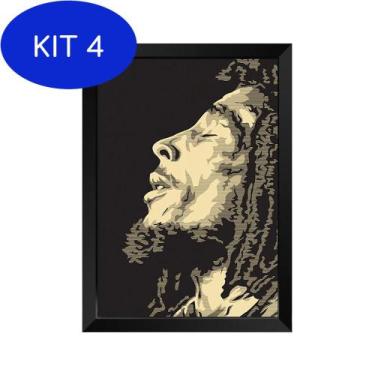 Imagem de Kit 4 Quadro Decorativo Bob Marley Poster Com Acrílico A4 - Kolor