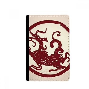 Imagem de Porta-passaporte chinês dragão animal círculo retrato porta-passaporte notecase burse carteira capa porta-cartão, Multicolor