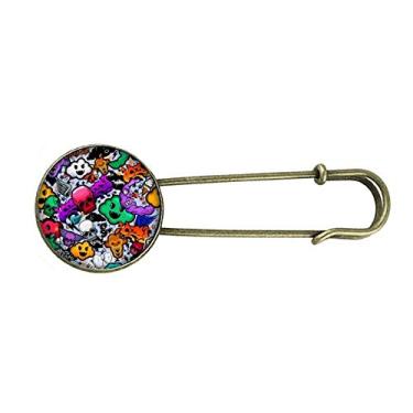 Imagem de Graffiti cultura urbana crânio colorido retrô metal broche broche broche clipe jóias