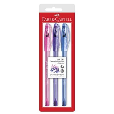 Imagem de Caneta Esferografica Faber-Castell Ice 0.8 Azul + Rosa + Roxo Icecolors 26417