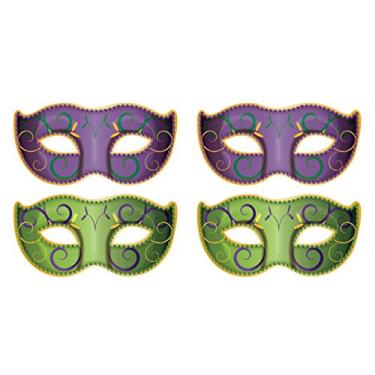 Imagem de Beistle Recortes jumbo para máscara Mardi Gras (4 peças), 94 cm, verde/roxo/amarelo