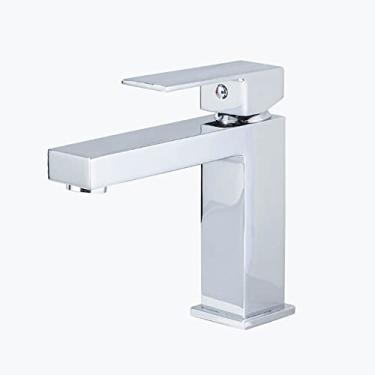 Imagem de LIDON Torneira preta banheiro preto único furo torneira do banheiro torneira do banheiro alta torneiras do banheiro para pia 1 furo torneira do banheiro torneira da bacia para lavatório, preto (cor: cromado)