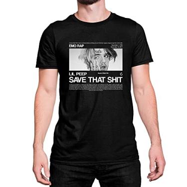 Imagem de Camiseta T-Shirt Lil Peep Emo Rap Save That Shit Trap Algodão Cor:Preto;Tamanho:M