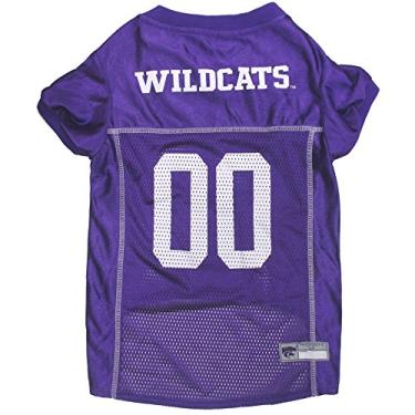 Imagem de Pets First NCAA College Kansas State Wildcats Jersey de malha para cães e gatos, tamanho grande, camiseta licenciada para cães com seu time favorito de futebol/basquete universitário
