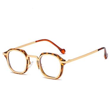 Imagem de Óculos de sol retrô pequenos quadrados masculinos designer vintage óculos de sol para mulheres óculos leves, leopardo transparente, com uma caixa