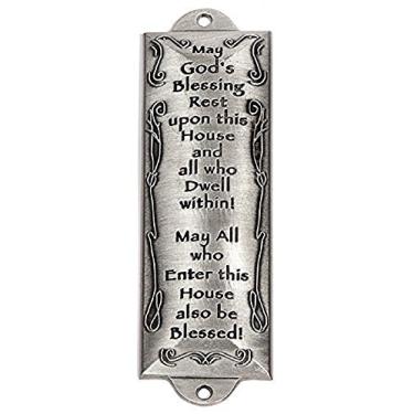 Imagem de Bless This House Pewter Mezuzah Plaque