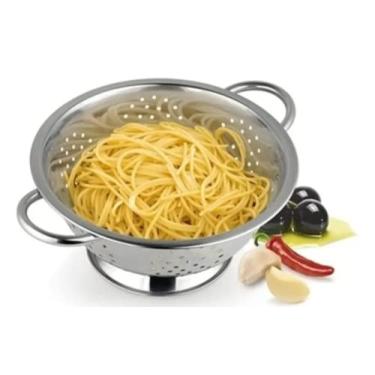 Imagem de Escorredor Macarrão Massas Legumes Com Alça Em Inox 20cm