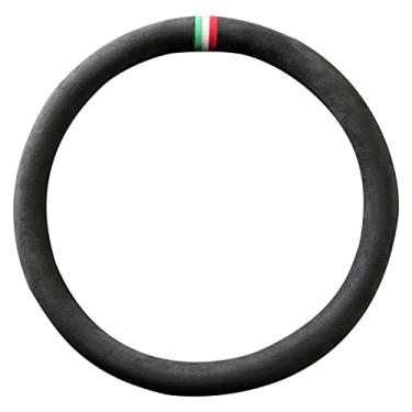 Imagem de Alfanxi Capa de volante de material universal Alcantara compatível com BMW Benz Ford Chevrolet Ram Toyota a maioria dos modelos de carros (3Stripe-D, tipo O)