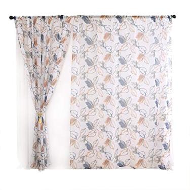 Imagem de OKJHFD Cortina de Janela Tinta e Folha de Lavagem Padrão Blackout Poliéster Estilo Simples para Decoração de Varanda de Quarto (2 Cores)(brown)