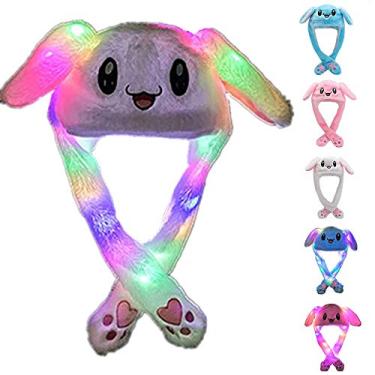 Imagem de Chapéu de coelhinho de pelúcia divertido chapéu de coelho de pelúcia para crianças adultos festa de Natal cosplay chapéus fofos animais (branco-2)