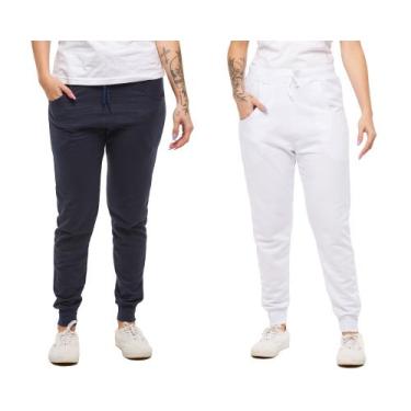 Imagem de Kit Com 02 Calças De Moletom Feminina Slim Skinny Sport Luxo - Wooks