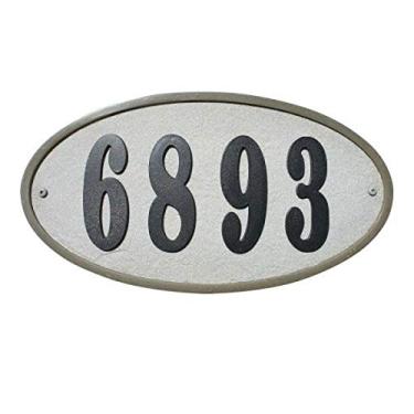 Imagem de Qualarc RIG-4914 Ridgestone Placa de endereço oval de pedra triturada, ardósia