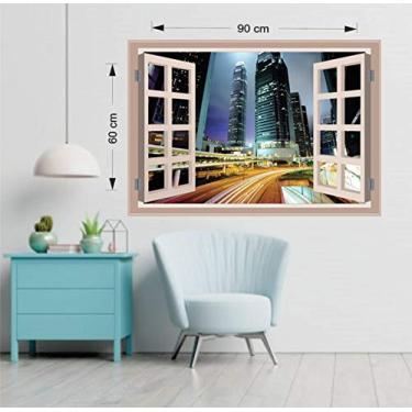 Imagem de Adesivo de Parede Janela Cidade Efeito 3d Tam90x60cm Mod32