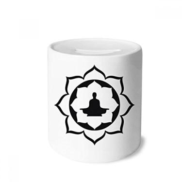 Imagem de DIYthinker Alfândega figura de lótus padrão simples caixa de dinheiro caixa de cerâmica porta-moedas presente de cofrinho