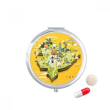 Imagem de Taipei Mapa de viagem da China, porta-comprimidos, caixa de armazenamento de medicamentos, dispensador de recipiente