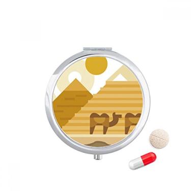 Imagem de Pirâmides Egito Amarelo Verde Esfinge Camelo Caixa de Armazenamento de Remédio Recipiente