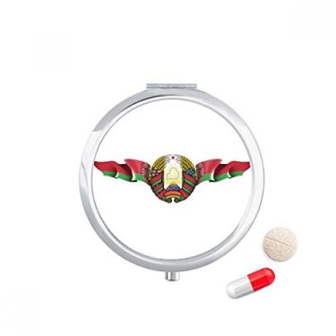 Imagem de Porta-comprimidos com emblema nacional da bandeira da Bielorrússia com bolso e caixa de armazenamento de medicamentos