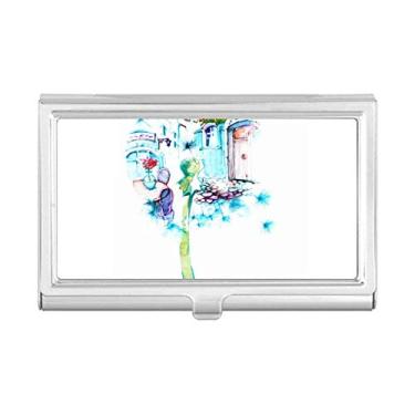 Imagem de Dente-de-leão vaso de mesa com pintura em aquarela porta-cartões de visita, caixa de bolso