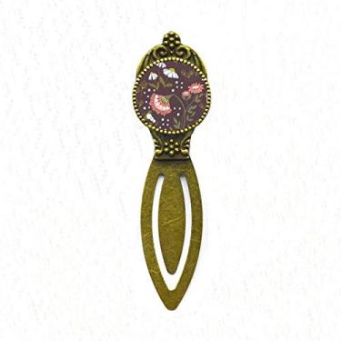 Imagem de Marcador de página retrô com flores marrons