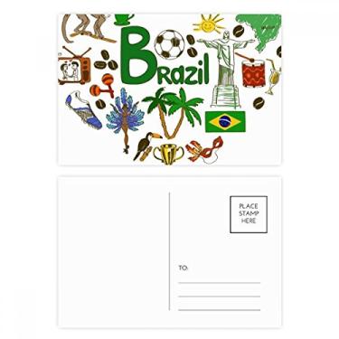 Imagem de Cartão postal de aniversário com a bandeira nacional do Brasil Love Heart Landscap