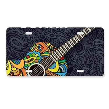 Imagem de DIYthinker Acessório de aço inoxidável para decoração de carro com estampa de instrumento musical de guitarra