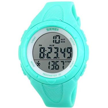 Imagem de Relógio de pulso digital esportivo para corrida e corrida à prova d'água para meninas, Tira, Azul