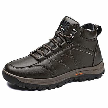 Imagem de Lee Coopel Winter Plus Velvet Shoes Botas masculinas de caminhada resistentes à água com cadarços, bico redondo – Sapatos masculinos para caminhada – Sapatos antiderrapantes para caminhada,