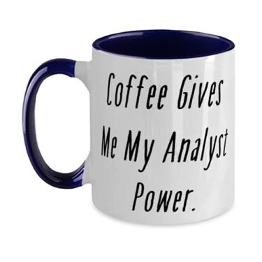 Imagem de Caneca de dois tons de 325 ml, Coffee Give Me My Analyst Power, útil para homens e mulheres, formatura