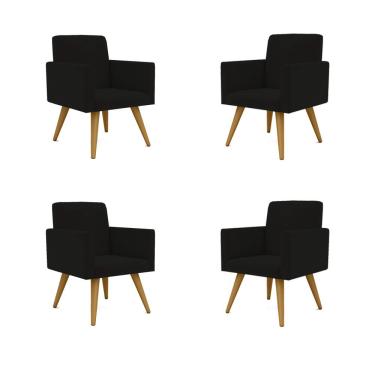 Imagem de Kit 04 Poltronas Cadeira Escritório Recepção preto