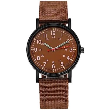 Imagem de Leatrom Assista masculino de assistência masculina casual Nylon Canvas Watch With Watch Quartz Movement Watch (marrom)