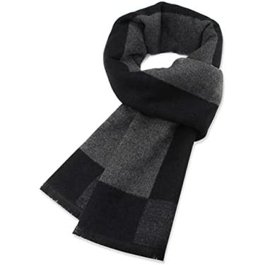 Imagem de Cachecol Quente Masculino De Inverno De Lã Caxemira Xadrez Cachecóis Quentes,cinza 7,180 X 30 Cm,Constructive23