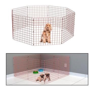 Imagem de Cercado Móvel Cachorro Pequeno Porte Gato Cercadinho Articulado Pet 8 Telas 60cm Altura Rose