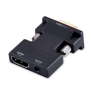 Imagem de Tendak Active 1080P Female HDMI to VGA Male Converter Adapter Dongle with 3.5mm Stereo Audio Portable HDMI Connector for Laptop PC PS3 Xbox STB Blu-ray DVD TV Stick