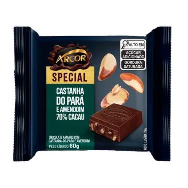 Imagem de Chocolate Amargo 60G Castanha Do Pará E Amendoim 70% Cacau - Arcor