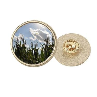 Imagem de Blue Sky Clouds White Art Deco Fashion Round Metal Dourado Broche Clip, Medium, não aplicar