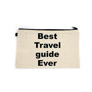 Imagem de Bolsa de maquiagem de guia de viagem, presente para guia de viagem, melhor guia de viagem, bolsa de higiene pessoal, para ela, bolsa de maquiagem para mulheres, bolsa de , Branco