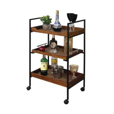 Imagem de Carrinho Barzinho Para Servir Cantinho Café Chá Adega Bar Aparador Adega Bebidas Decoração Copos Sala Estar Cor:Borda Ma