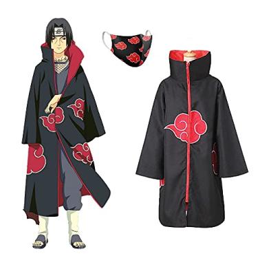 Imagem de Kit Capa Akatsuki + Máscara de Proteção Forrada Renegado Anime Naruto Tamanho: P