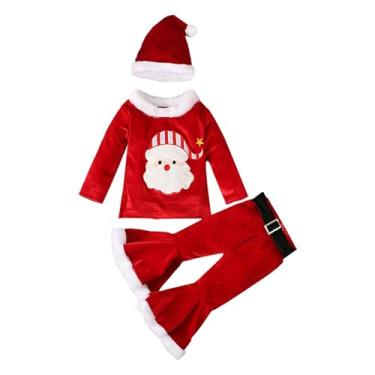 Imagem de Camisetas para meninas pequenas 2 anos para bebês e meninas terno Natal cosplay patchwork gola redonda (vermelho melancia, 2-3 anos)