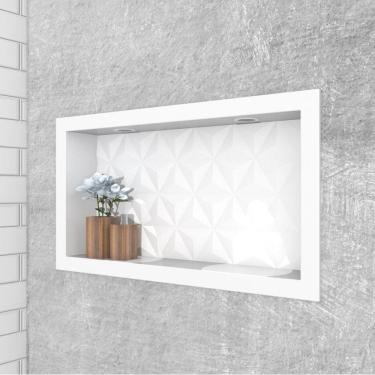 Imagem de Nicho para Banheiro em Mármore Sintético Texturizado 60x30 Cozimax Branco
